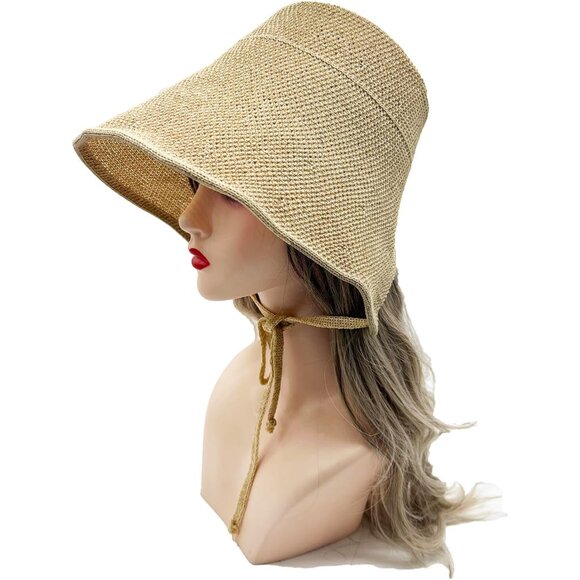 Women Vintage Linen Bonnet Foldable Sun Hat Victorian Cap for Costume & Sun - Picture 2 of 6